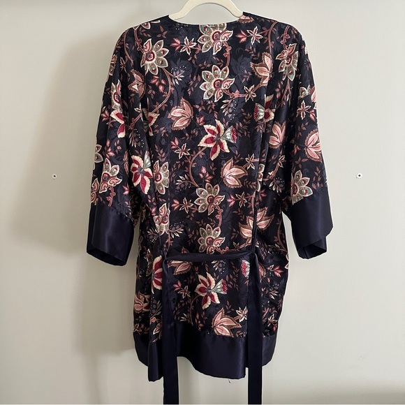 Victoria's Secret Deep Purple Floral Brocade Kimono Robe Belt Vintage Gold Label - Picture 10 of 14